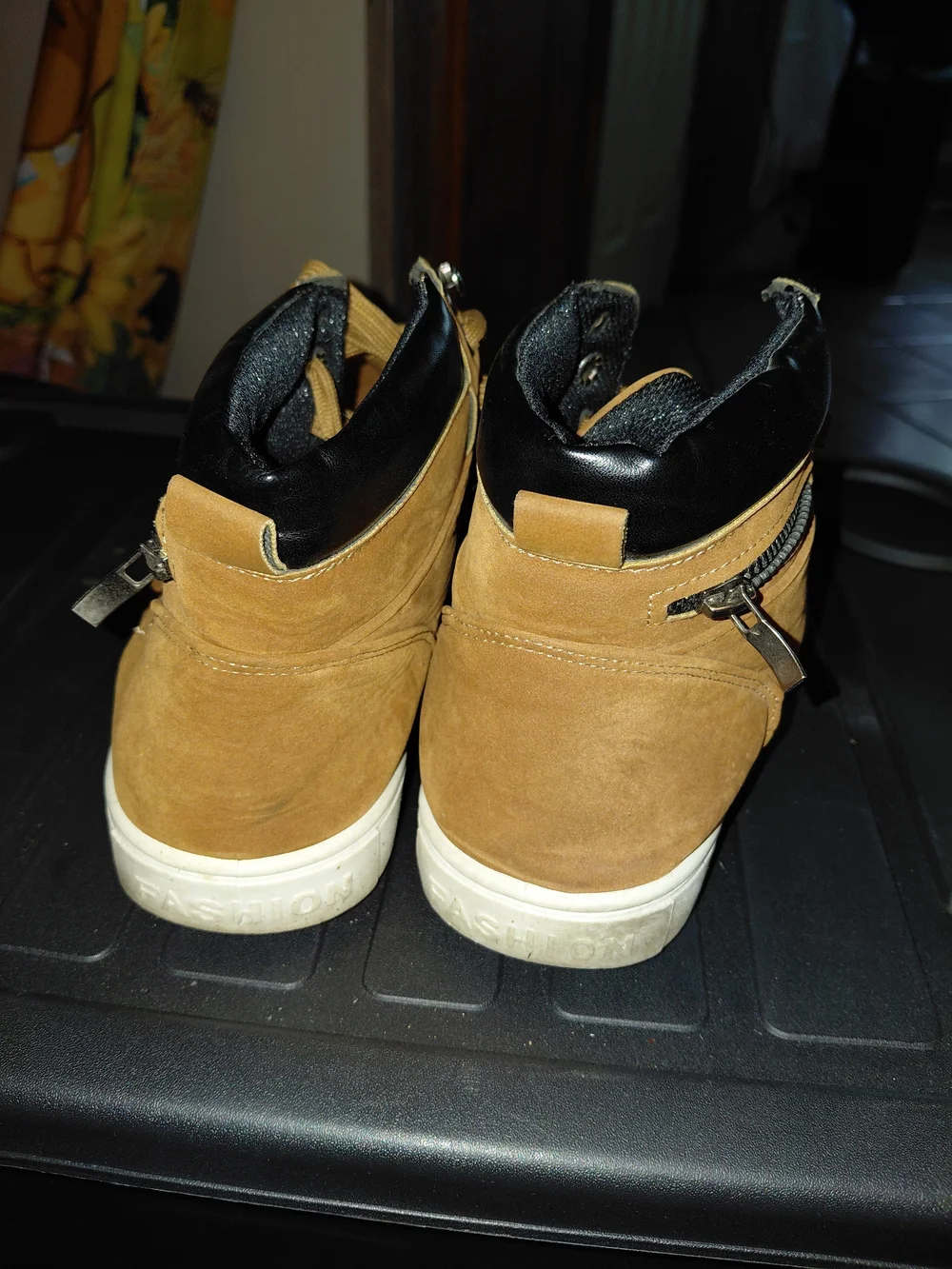 Men's Tan High-Top Suede Lace-Up Boots